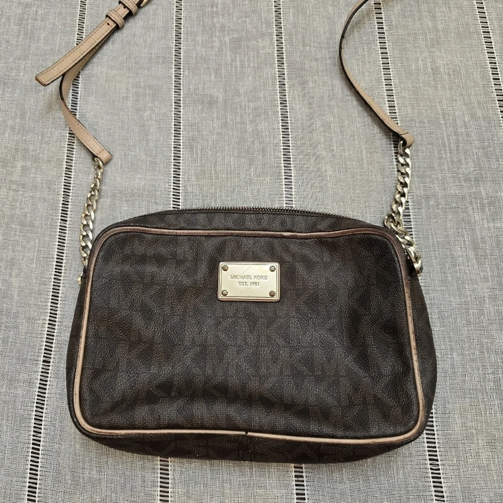 Michael Kors Dark Brown Monogram Crossbody Bag